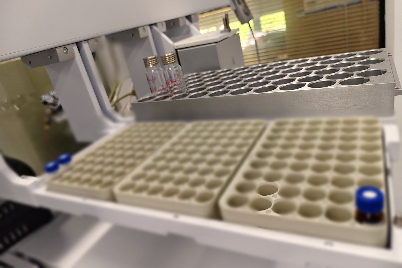 Sample vials queued for analysis